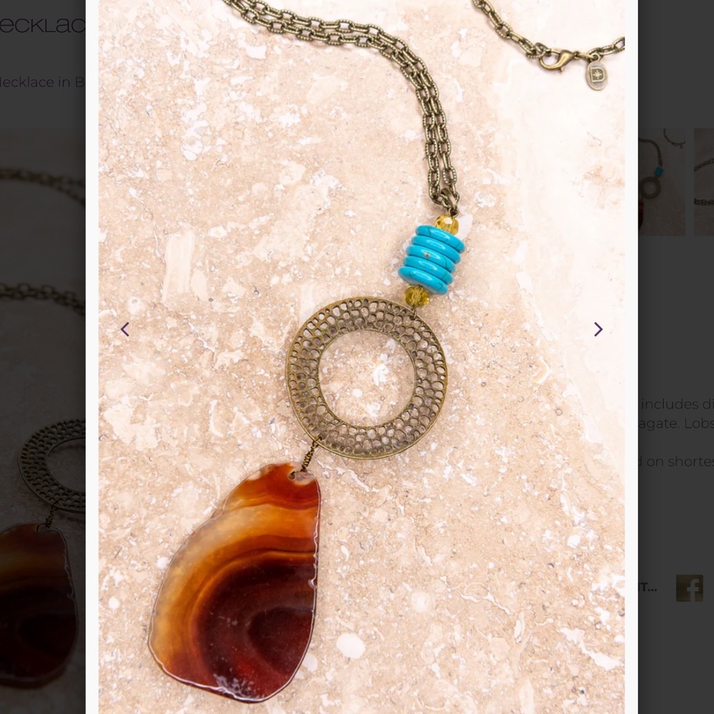 Bohemian “ Marcela “ Boho Chain Link Necklace with Bronze Ring and Pendant R2A - Picture 4 of 5